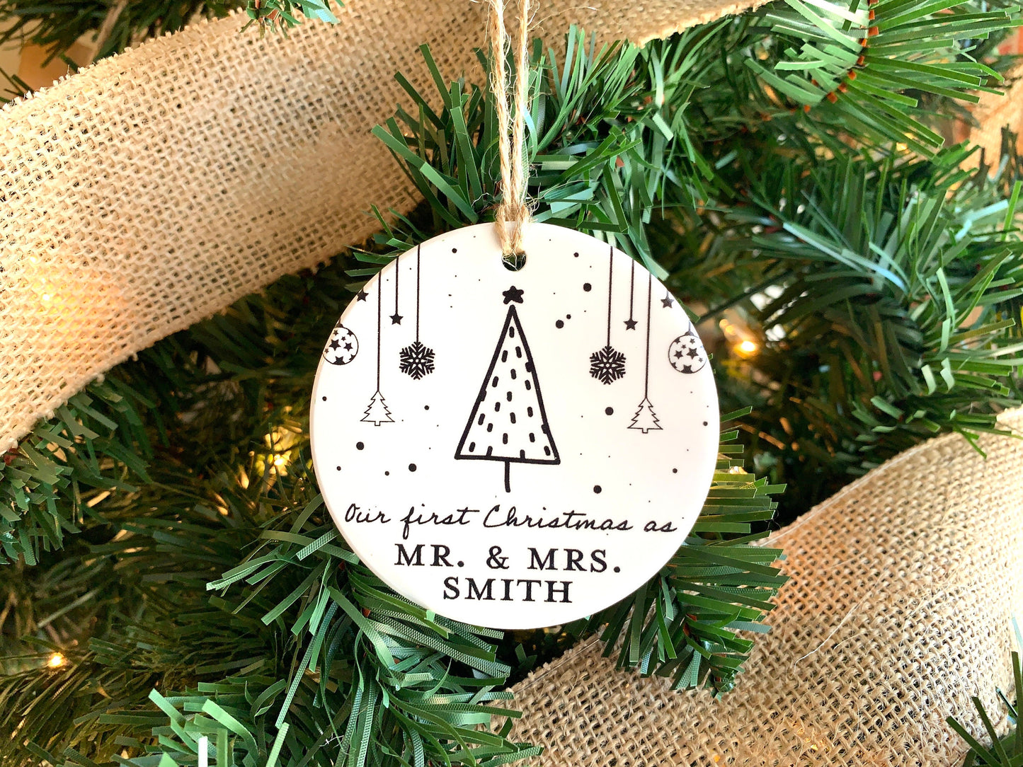 First Christmas as Mr. and Mrs., Ceramic Ornament, Gift for Newlyweds