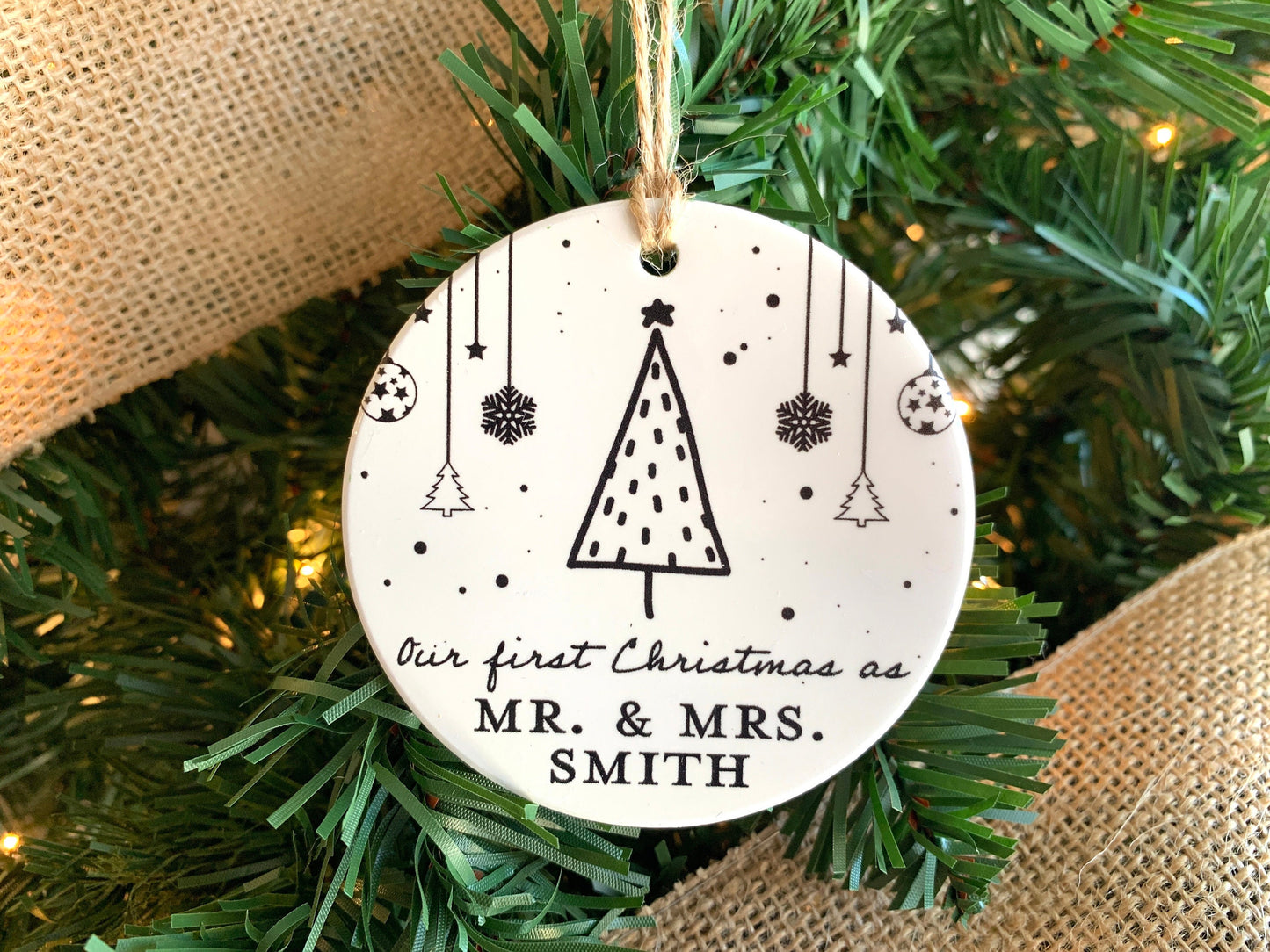 First Christmas as Mr. and Mrs., Ceramic Ornament, Gift for Newlyweds