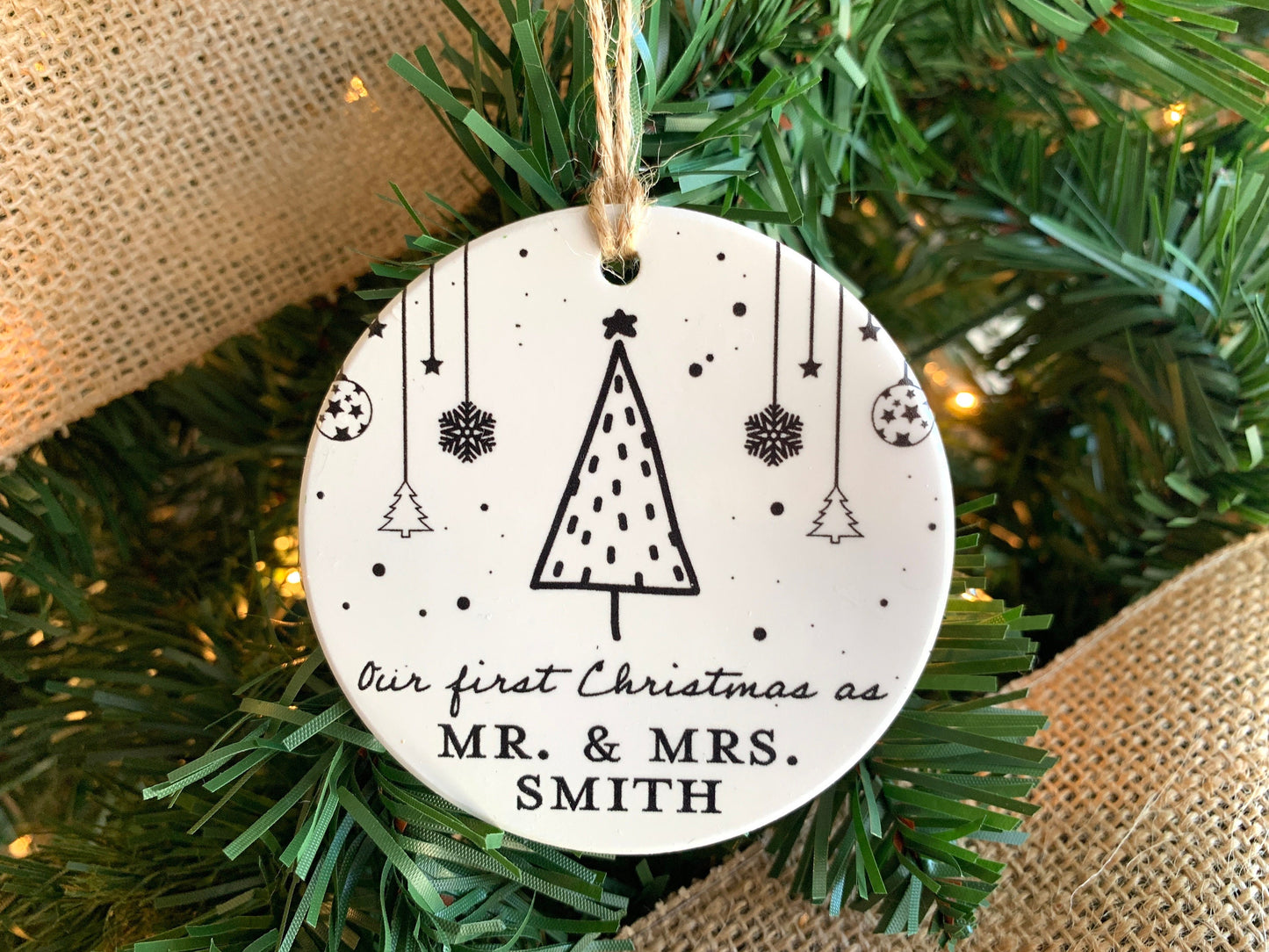 First Christmas as Mr. and Mrs., Ceramic Ornament, Gift for Newlyweds