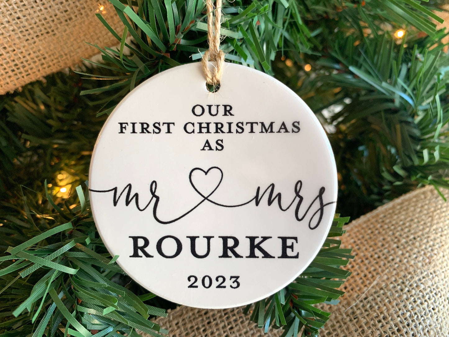 First Christmas as Mr. and Mrs., Ceramic Ornament, Gift for Newlyweds