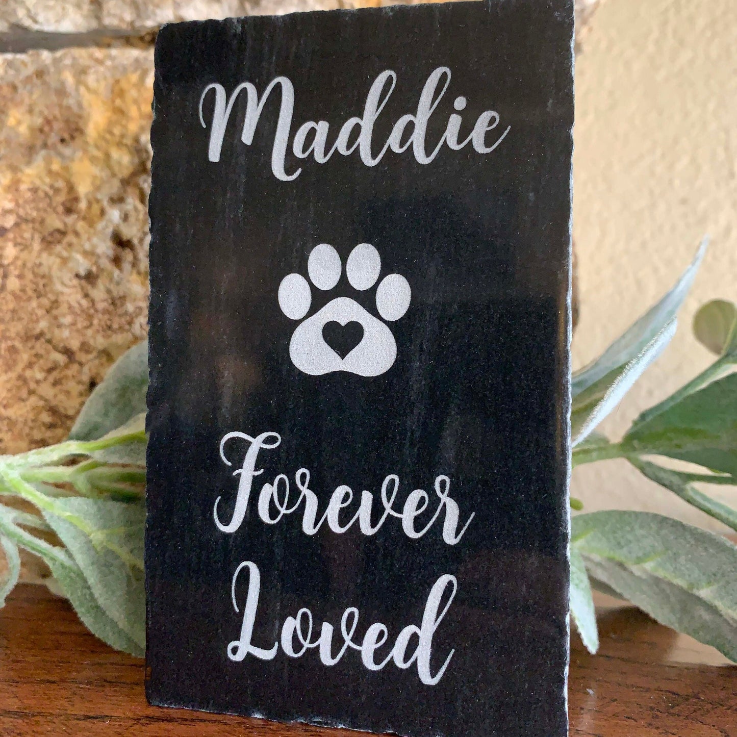 Custom Engraved Pet Memorial, Black Marble Chiseled Edge