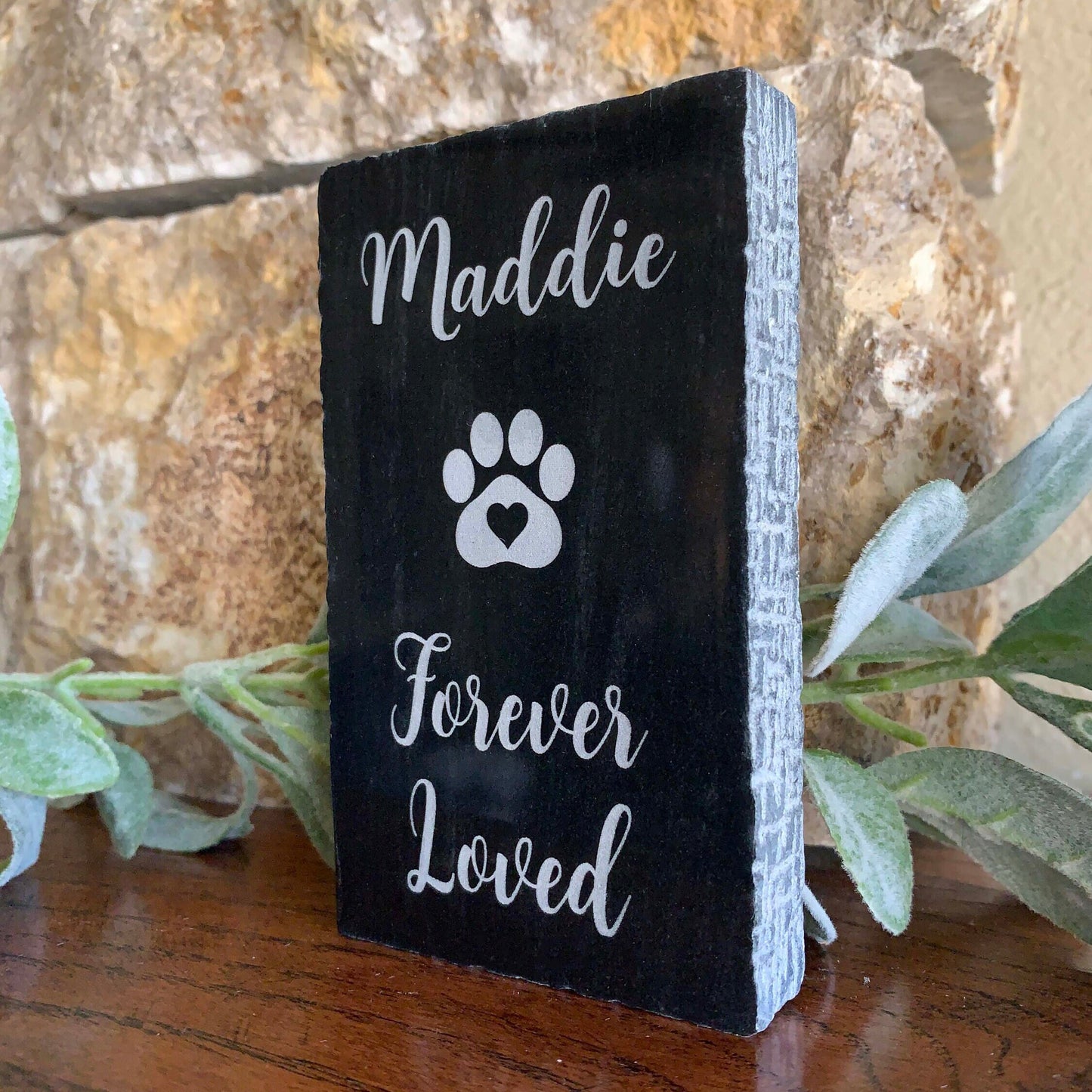 Custom Engraved Pet Memorial, Black Marble Chiseled Edge