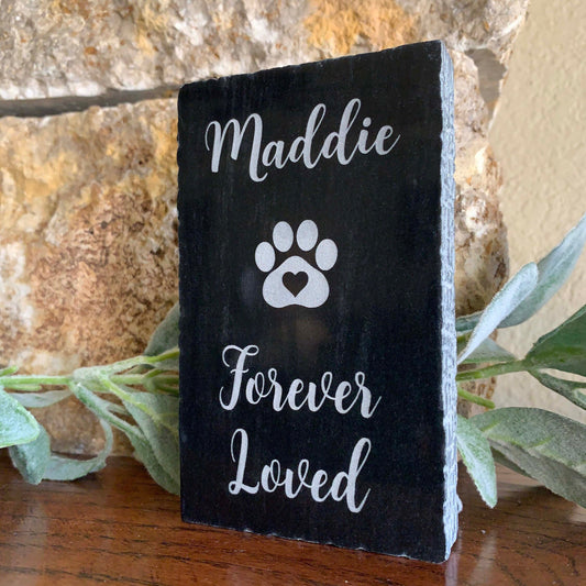 Custom Engraved Pet Memorial, Black Marble Chiseled Edge