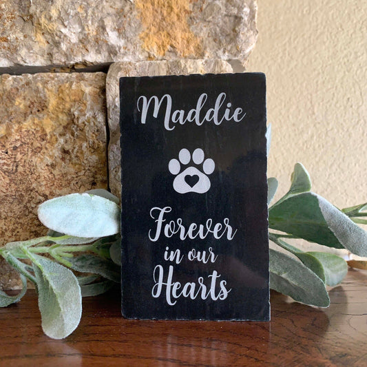 Custom Engraved Pet Memorial, Black Marble Chiseled Edge