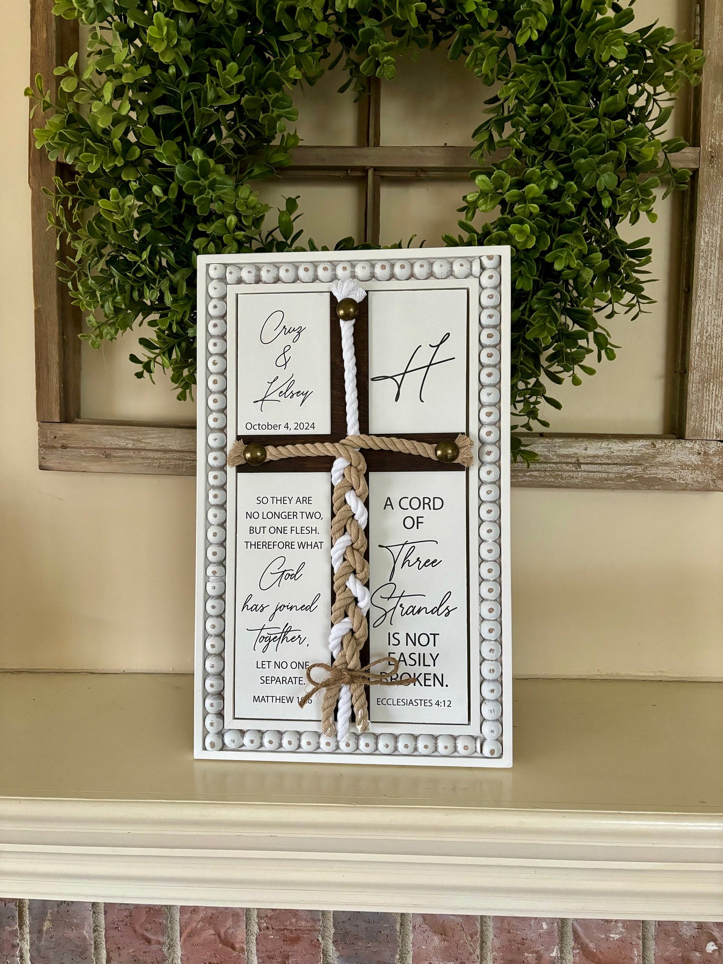 A Cord Of Three Strands, Unity Wedding Sign, Rope Cross Unity Sign, Ecclesiastes 4:12, Matthew 19 6