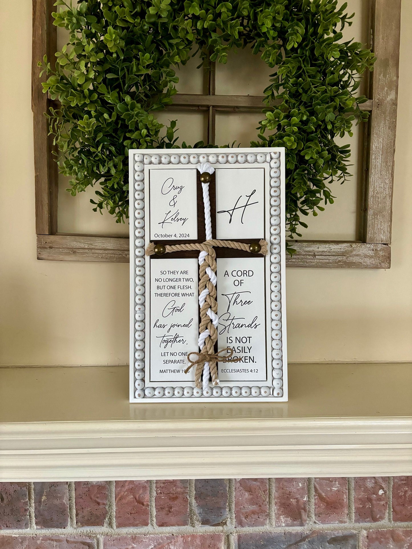 A Cord Of Three Strands, Unity Wedding Sign, Rope Cross Unity Sign, Ecclesiastes 4:12, Matthew 19 6