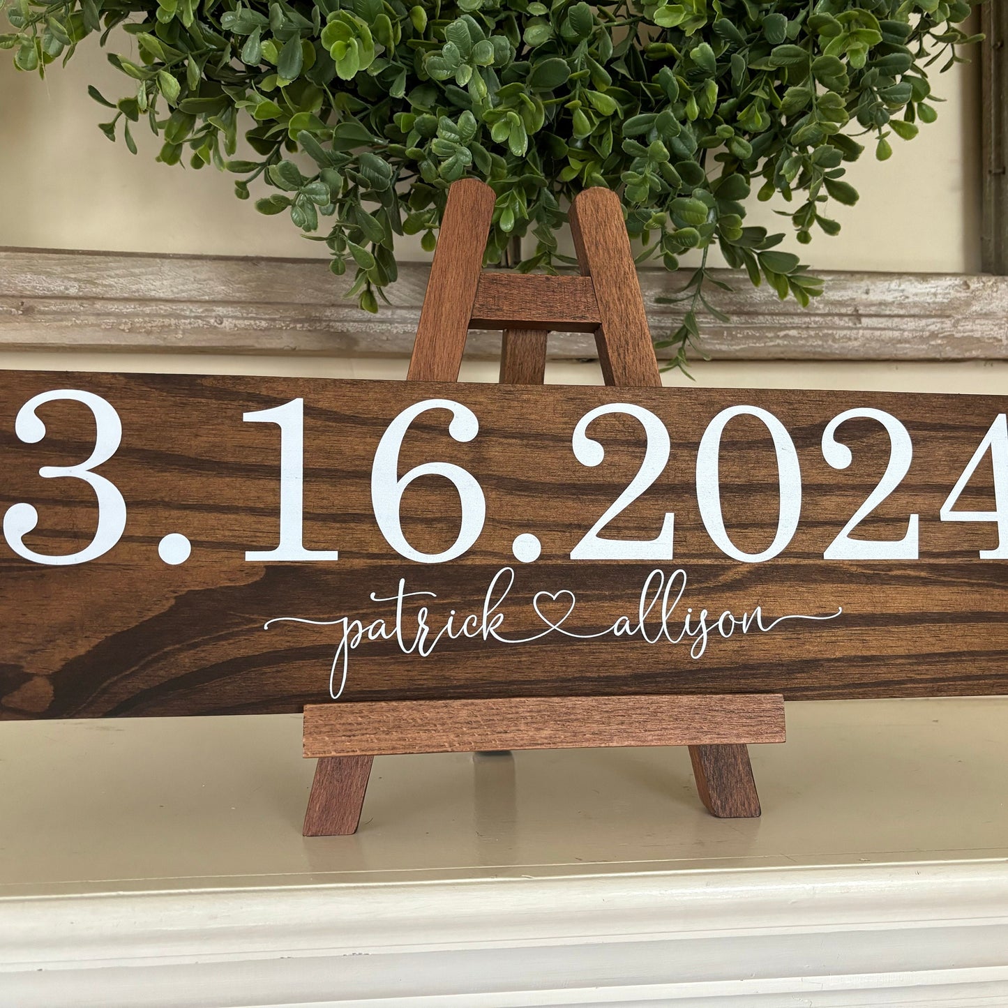 Save the Date Sign + easel combo , Wedding Announcement Sign, Engagement Photo Prop, Rustic Wedding Decor