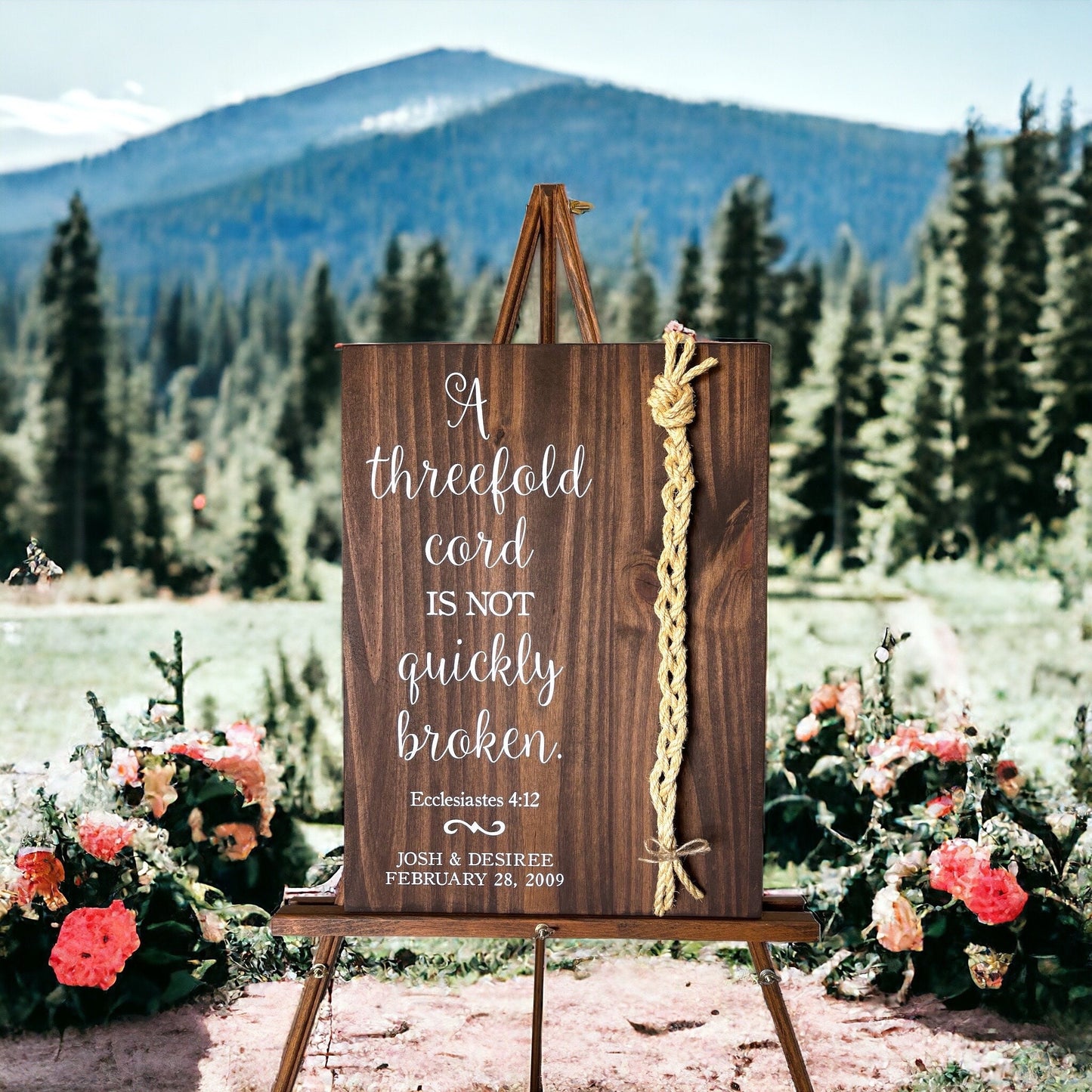 A Cord Of Three Strands Wedding Sign, Ceremony Sign, A threefold cord is not quickly broken, KJV