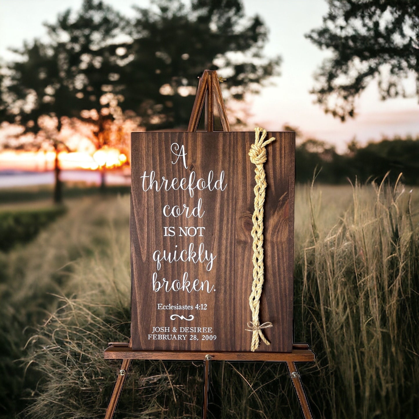 A Cord Of Three Strands Wedding Sign, Ceremony Sign, A threefold cord is not quickly broken, KJV