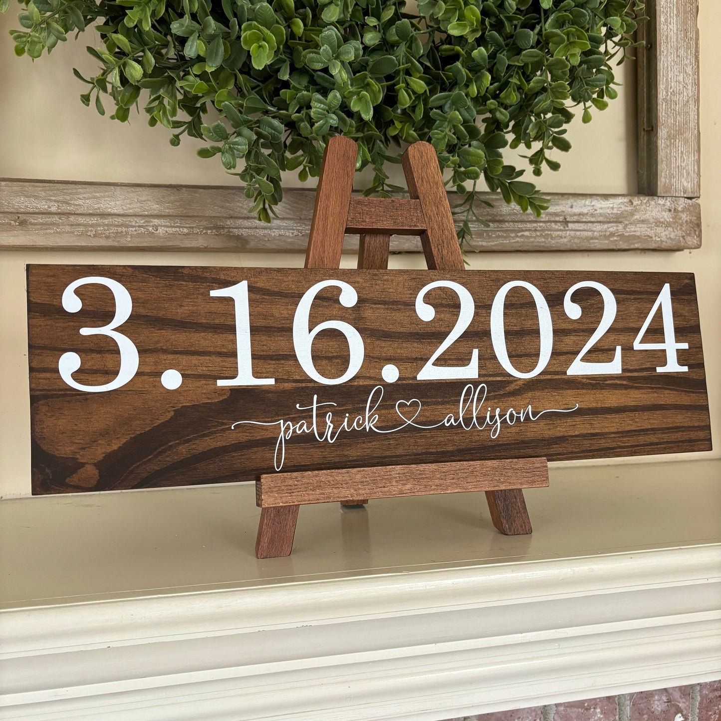 Save the Date Sign + easel combo , Wedding Announcement Sign, Engagement Photo Prop, Rustic Wedding Decor