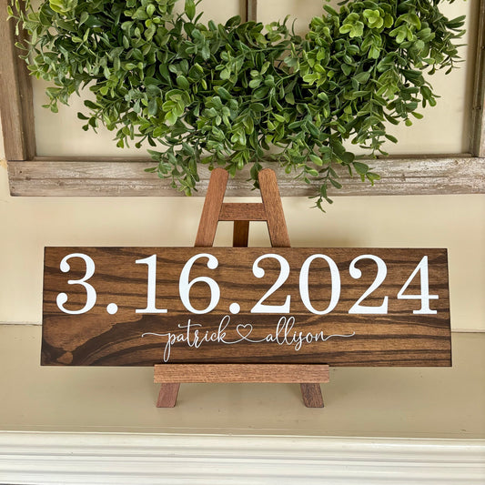 Save the Date Sign + easel combo , Wedding Announcement Sign, Engagement Photo Prop, Rustic Wedding Decor