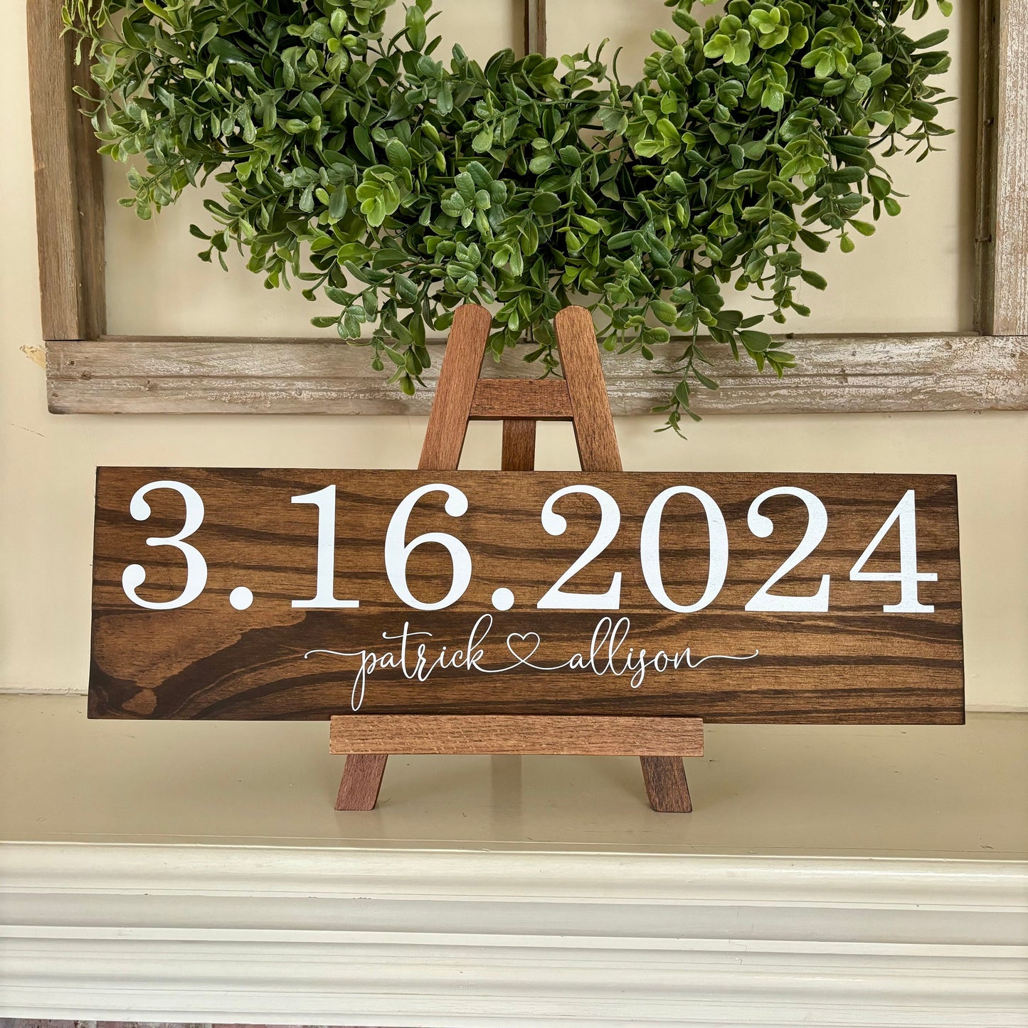 Save the Date Sign + easel combo , Wedding Announcement Sign, Engagement Photo Prop, Rustic Wedding Decor